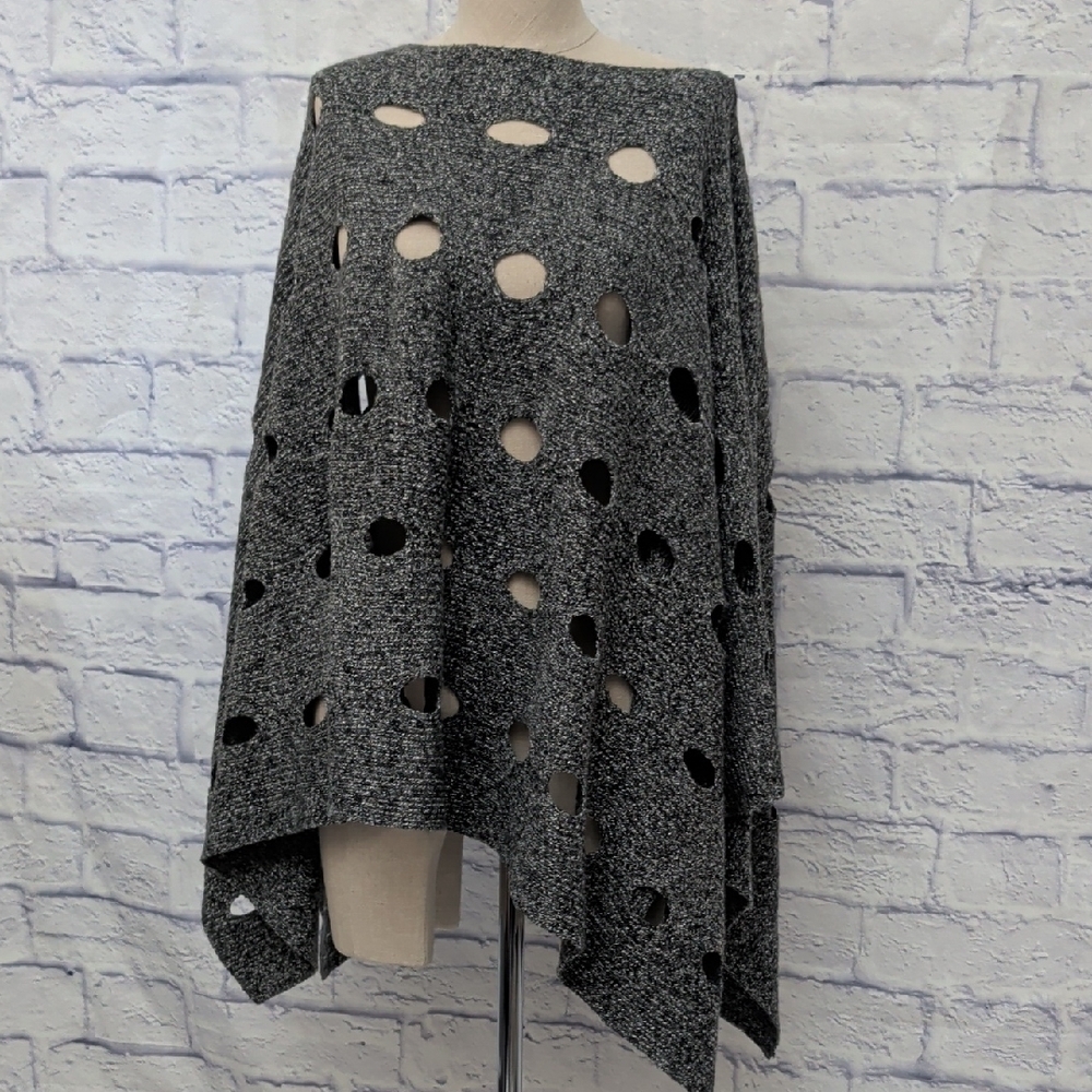 Kerisma (Anthropologie) Black Knit Poncho w/ Cut-Out Design - One Size